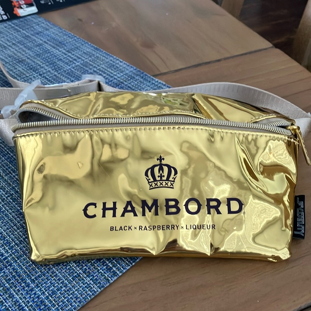 Gold Fanny pack Fydelty x Chambord collaboration New